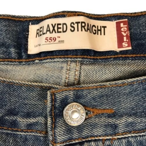 Levis 550/559 Men's Blue Jeans Size 36 x 37 Mid Wash Relaxed Fit Straight Leg - Picture 3 of 8